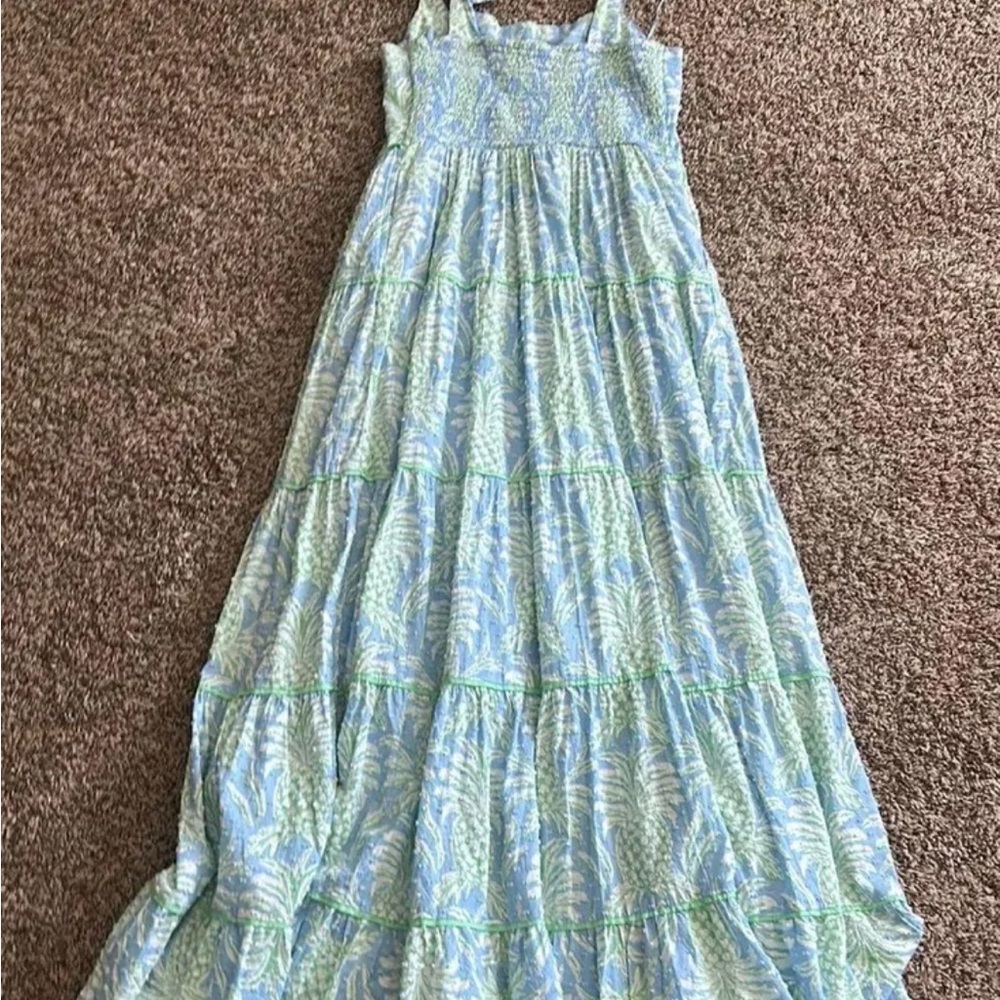 Crown & Ivy Blue and Green Leaf Dress